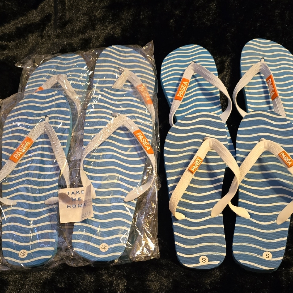 Blue and White Striped Sandals